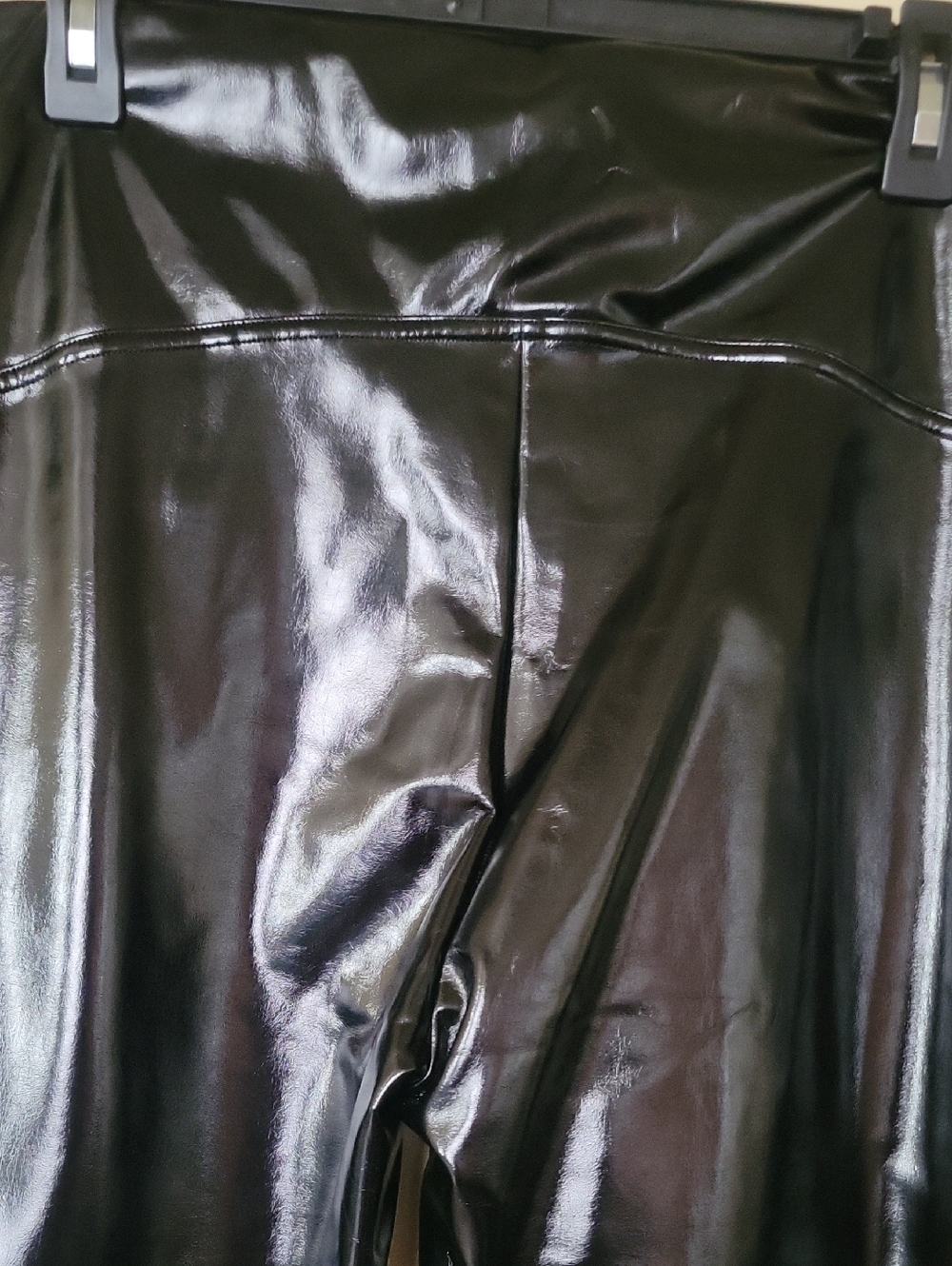 SPANX High-Shine Black Vinyl LADIES  Pants - Picture 5 of 7
